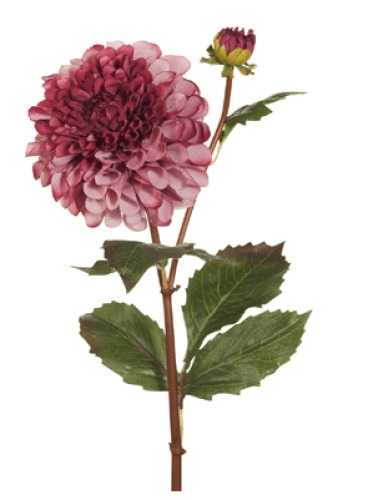 8 x Dahlia Pompon Artificial Flowers - Dark Pink