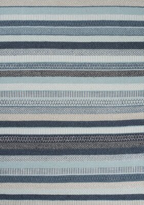1 x Mariko Wool Rug - Blue Stripe