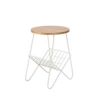 1 x Bailey Side Table with Magazine Rack - White + Natural