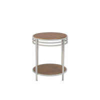 1 x Mini Side Table with Shelf - White + Natural