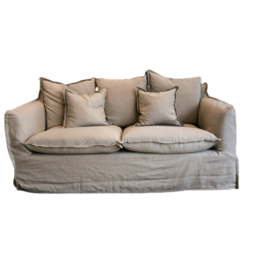 1 x Hampton 2 Seater Slipcover Sofa - Natural