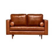 1 x Missy Two Seat Leather Sofa - Brown