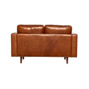 1 x Missy Two Seat Leather Sofa - Brown - 4