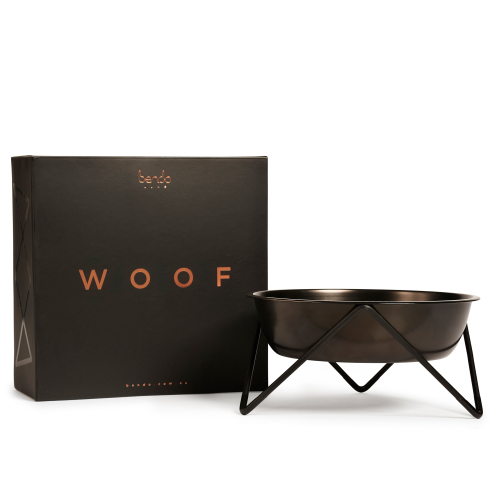 5 x Woof Dog Bowls - Black on Black