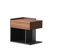 2 x Essimetri Bedside Tables - Walnut/Black - Left and Right