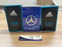 Bundle Of 2 x Adidas Ice Dive Vegan Formula Eau De Toilette 100ml and 1 x Mercedes Benz Man EDT 100ml
