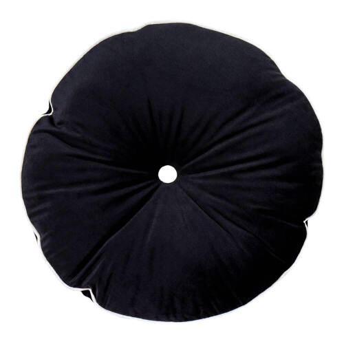 2 x Velvet Round Cushions - Midnight Black