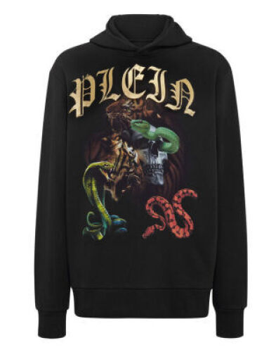 Philipp Plein Hoodie Sweatshirt, Black, Size 3XL MJB2730