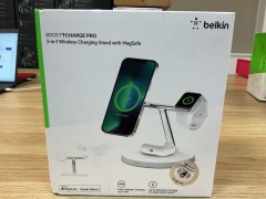 Belkin BoostUp Charge Pro 3-in-1 Wireless Charging Stand w/ MagSafe (White) - 3
