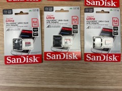 Bundle Of 3 x Sandisk Extreme 32GB SD Card, 3 x Sandisk Extreme 64GB SD Card MY22, and 3 x Sandisk Ultra 64GB Micro SD Card MY22 - 2
