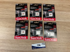 6 x SanDisk Extreme 128GB Micro SDXC UHS-I C10 U3 V30 Memory Card with Adapter SDSQXAA-128G-GN - 2