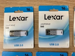 Bundle of 10 x Lexar JumpDrive S60 16GB USB and 7 x Assorted Sandisk USB and SD Cards - 2