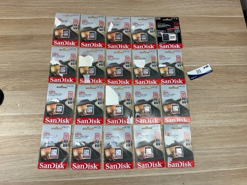 Bundle of 20 x Assorted Sandisk SD Cards
