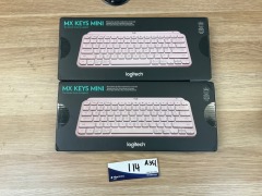 2 x Logitech MX Keys Mini Minimalist Wireless Illuminated Keyboard - Rose 920-010507 - 2