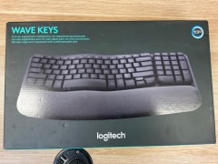 3 x Logitech Wave Keys Wireless Ergonomic Keyboard Graphite 920-012281 - 3