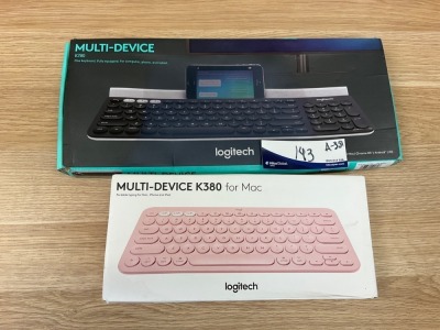 Bundle of 1 x Logitech K780 Multi-Device Wireless Keyboard and 1 x Logitech K380 Multi-Device Bluetooth Keyboard for Mac - Rose