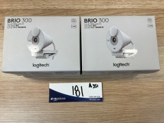 2 x Logitech Brio 300 Full HD Webcam with Privacy Shutter - Off White 960-001443 - 2