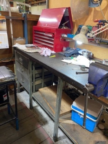 Fabricated Steel Frame Workbench with Vice