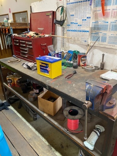 Fabricated Steel Frame Workbench with Vice