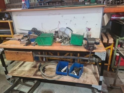 Metal Workbench, with Timber Top