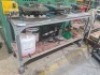 Mobile Metal Workbench with Shelf and Stainless Steel Top