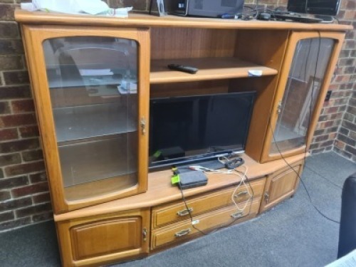 Timber Wall Unit with Glass Doors
