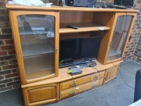 Timber Wall Unit with Glass Doors