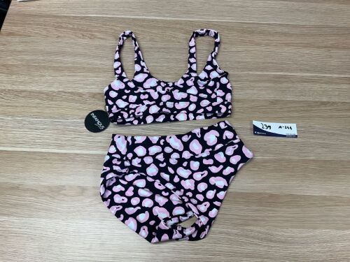 Infamous Swim Pink and black bikini Small