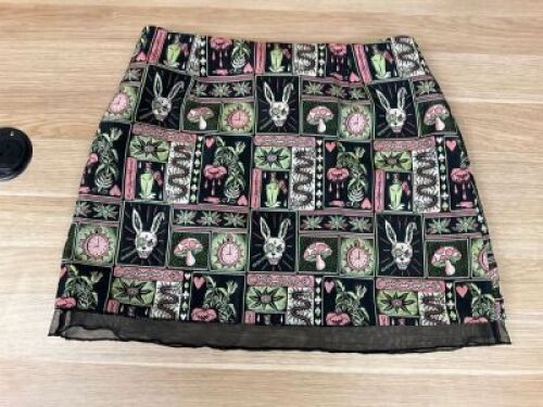 Dangerfield Black Pattern No way Out skirt Size 16