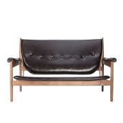 1 x Hugo Leather Two Seater Sofa - Black