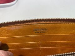 One used red handbag, One used Jimmy Choo labelled snake design womens wallet and one used brown Jimmy Choo light brown womens wallet - 4
