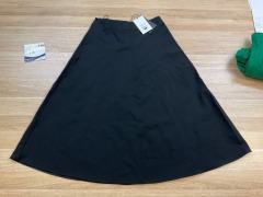 Witchery Fluted Ponte Skirt Black - Size 10 - 2