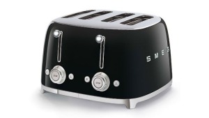 Smeg 50's Retro Style 4 Slot Wide Toaster - Black TSF03BLAU