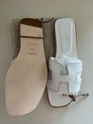 Hermes White Oran Sandals, size 38 - 4