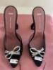 Amina Muaddi Rosie Peep Toe Crystal Embellished Mules, size 38