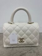 Chanel Mini White Coco Handle Bag in Iridescent White