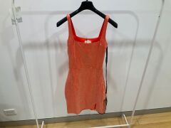 Club London Orange Sequin Square Neck Mini Dress