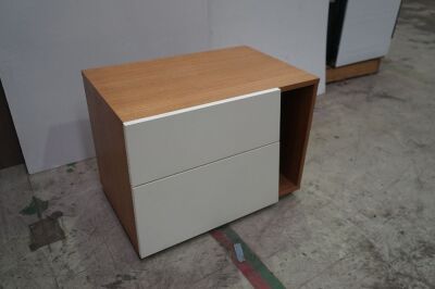 Pair Dusk Quattro Bedside Tables Left & Right - 2 Drawer 1 Shelf - White Front