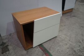 Pair Dusk Quattro Bedside Tables Left & Right - 2 Drawer 1 Shelf - White Front - 2