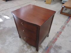 Mahogany Brown Bedside Table 3 Drawer - 550mm Wide x 495mm Deep x 655mm High - 2