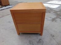 DNL Wooden Bedside Table - Grey Fabric Sides