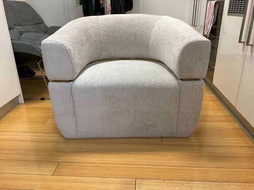 Malta II Powder White Chenille Fabric Occasional Chair