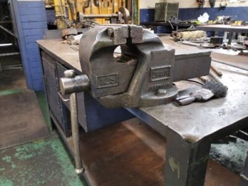 Workbench With Vice - Approximately 1.5 m X 90 cm X 1 m. Content not included