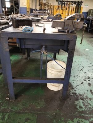 Workbench With Vice - Approximately 1.5 m X 90 cm X 1 m. Content not included