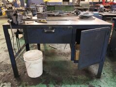 Workbench With Vice - Approximately 1.5 m X 90 cm X 1 m. Content not included - 3