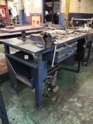 Workbench With Vice - Approximately 1.5 m X 90 cm X 1 m. Content not included