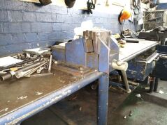 Workbench With Dual Vice - Approximately 3m X 1.5 m X 90 cm. Content not included. - 4