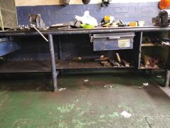 Workbench With Dual Vice - Approximately 3m X 1.5 m X 90 cm. Content not included. - 5