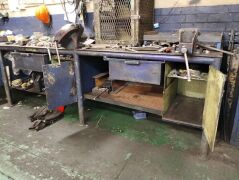 Workbench With Dual Vice - Approximately 3m X 1.5 m X 90 cm. Content not included. - 4