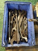 Multiple sizes of drill bits, heads, wrenches and spanners